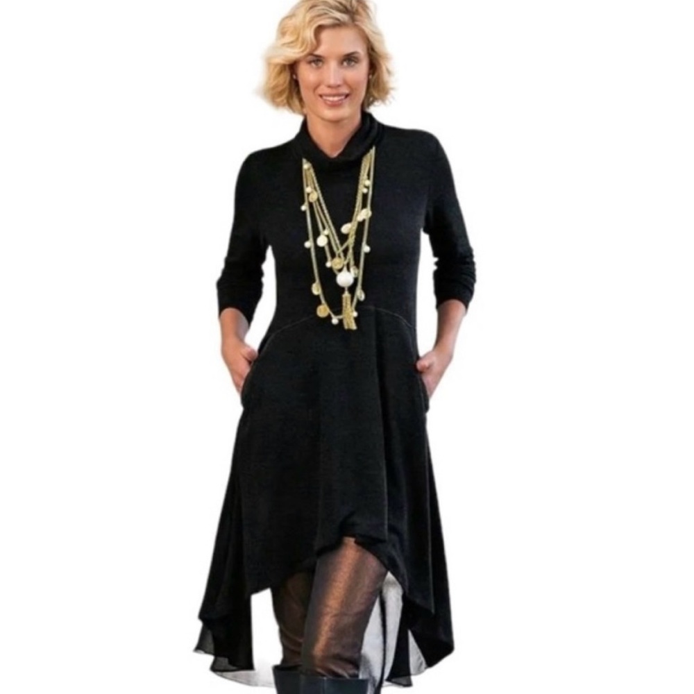 Soft Surroundings Crescent Oversized Sweater Tunic Cowl Mock Neck